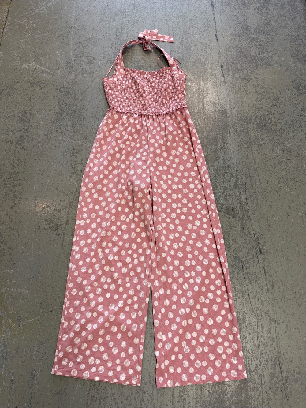 Candie’s Pink Polka Dot Halter One-Piece Jumpsuit